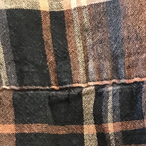 Izod Linen Blend Men's Shirt: Short-Sleeved Button-Down Brown Plaid, Size L - Picture 8 of 10